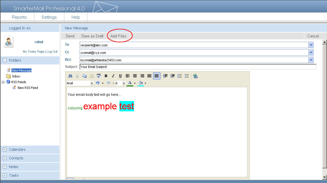 SmarterMail Professional 4.0 - Compose New Email