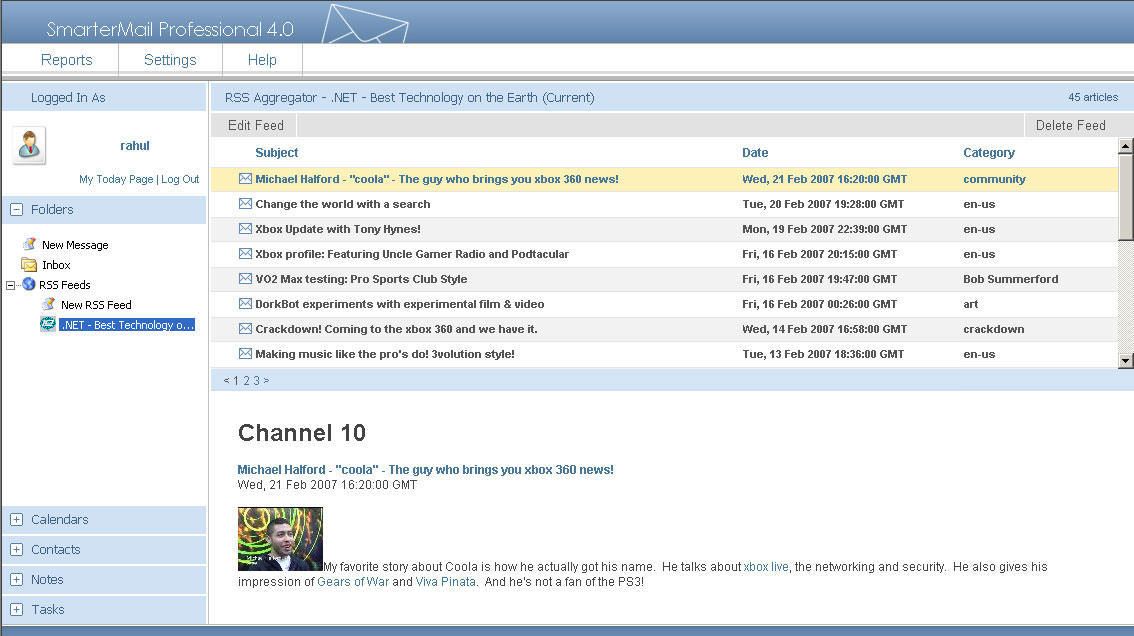 SmarterMail Professional 4.0 - Free RSS Reader
