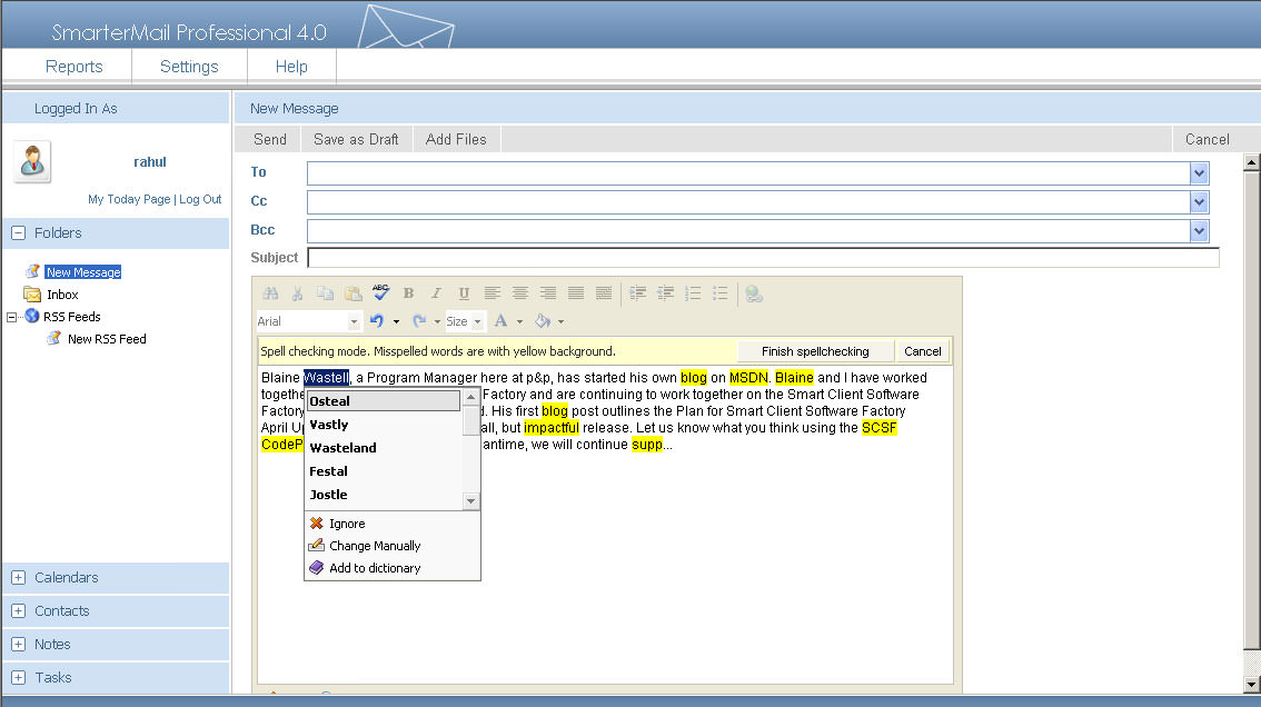 SmarterMail Professional 4.0 - Free Spell Checker